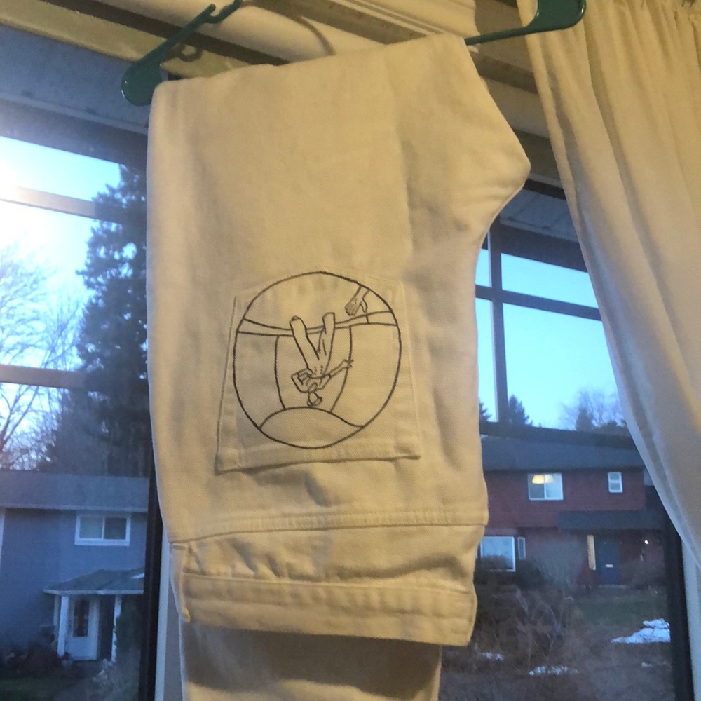 White Harry styles album cover jeans
